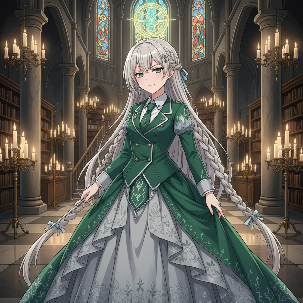 Malfoid in an elegant green ball gown